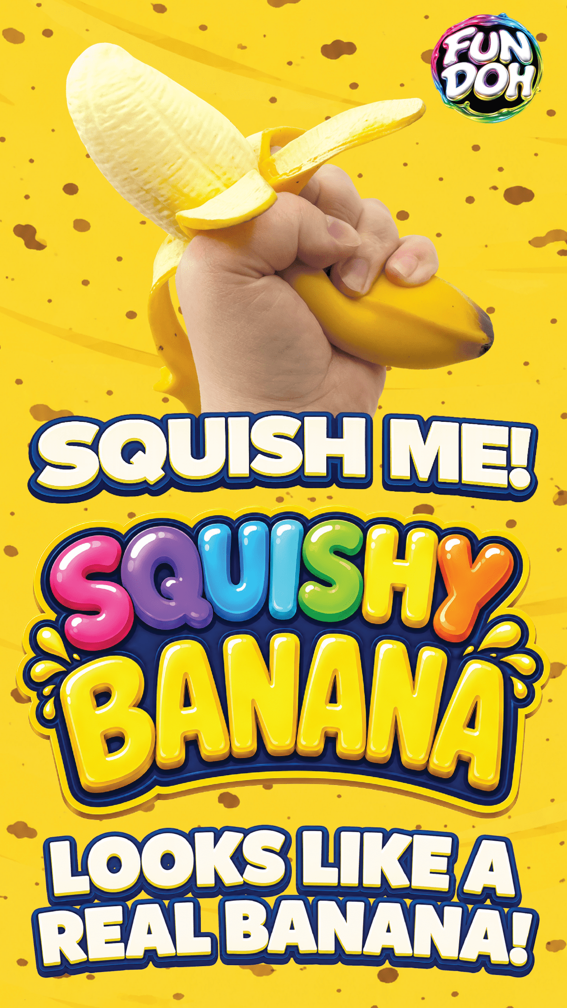 Fun Doh Squishy Banana Stress Relief Toy - 6/Display - The Sensory