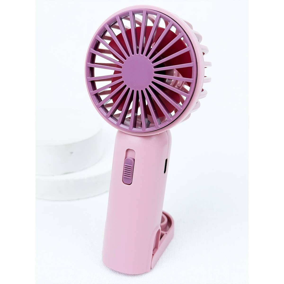 Portable Hand Fan With Pull-Out Stand, USB Rechargeable