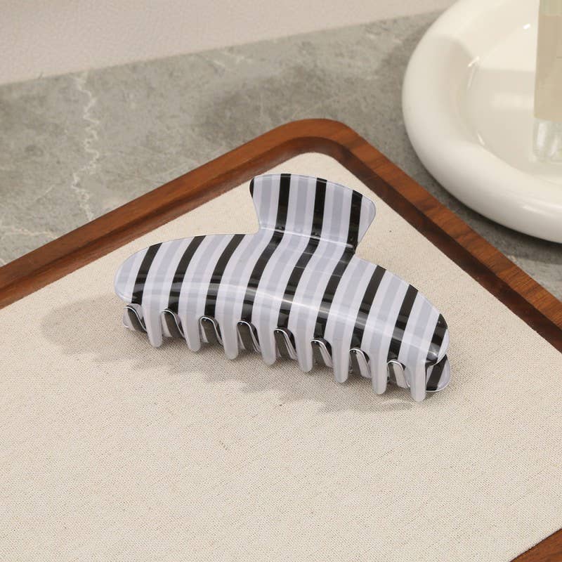 Hair Claw Clip Jumbo Stripe Plaid Oval Modest Gift For Her Accessory