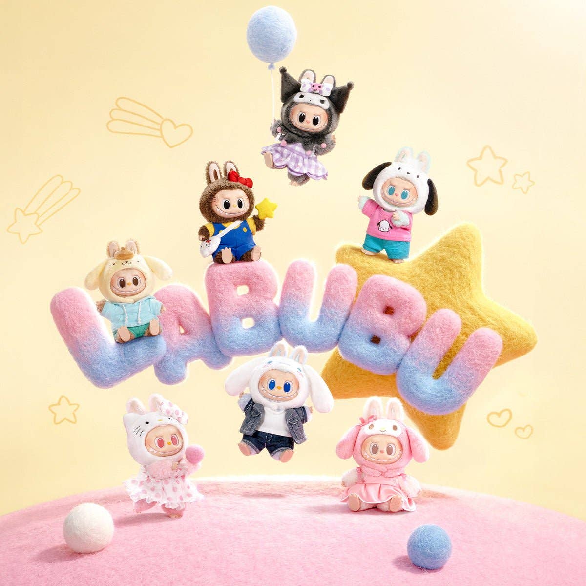 Monsters X Hello Kitty Vinyl Plush Pendant Blind Box Hugworthy Surprise