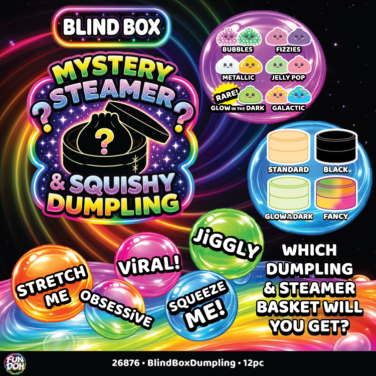 Fun Doh Blind Box Squishy Steamer Dumpling VIRAL- 12/Display - The Sensory