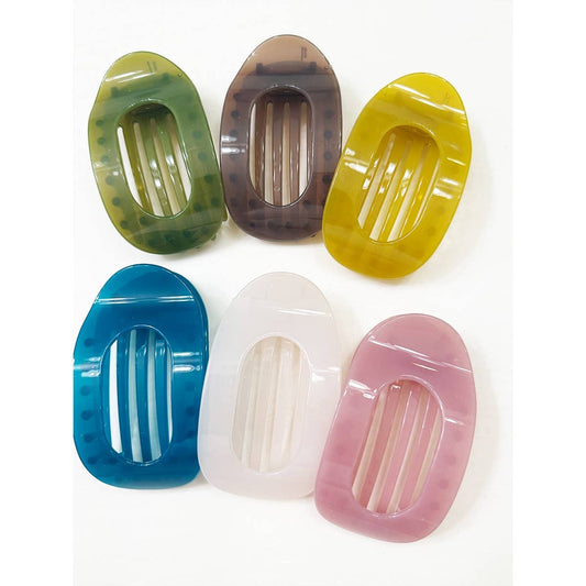 Hair Claw Clip Oval Flat Design With Jelly Colors For Thin Hair