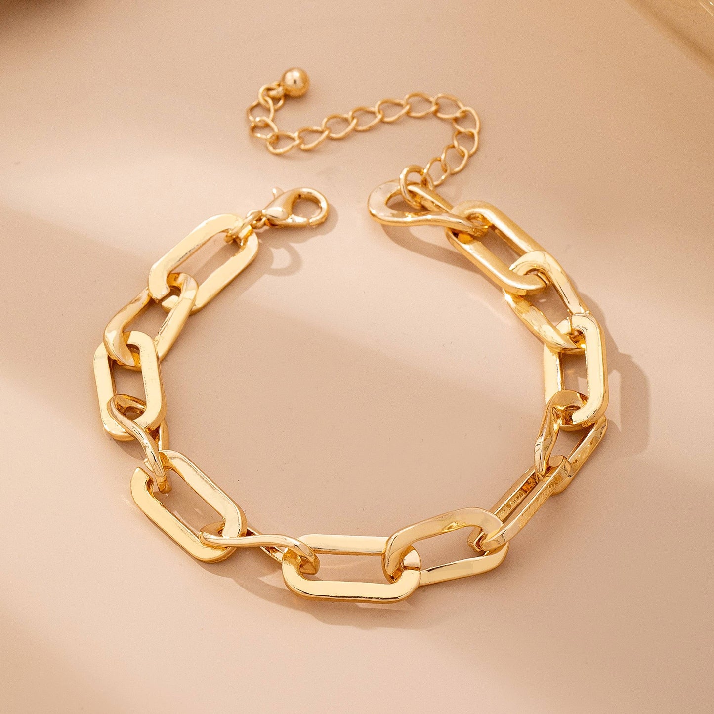 Whimsical Chunky Gold Link Bracelet 7.5 Inch Gift For Her