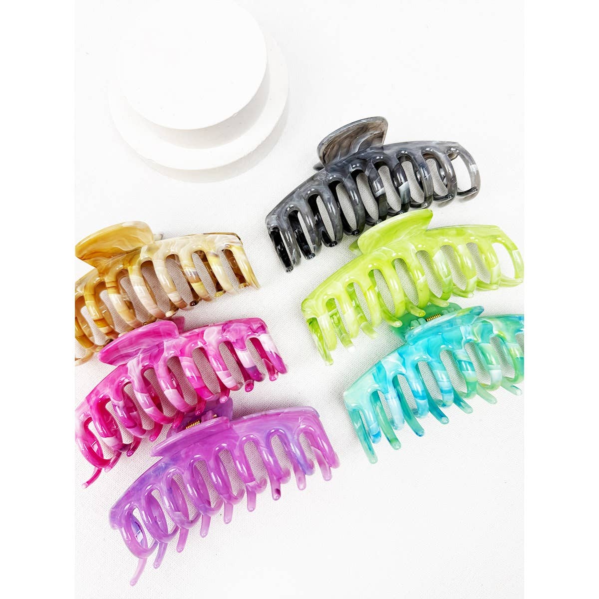 Hair Claw Clip Marbled Round Finish Assorted Colors