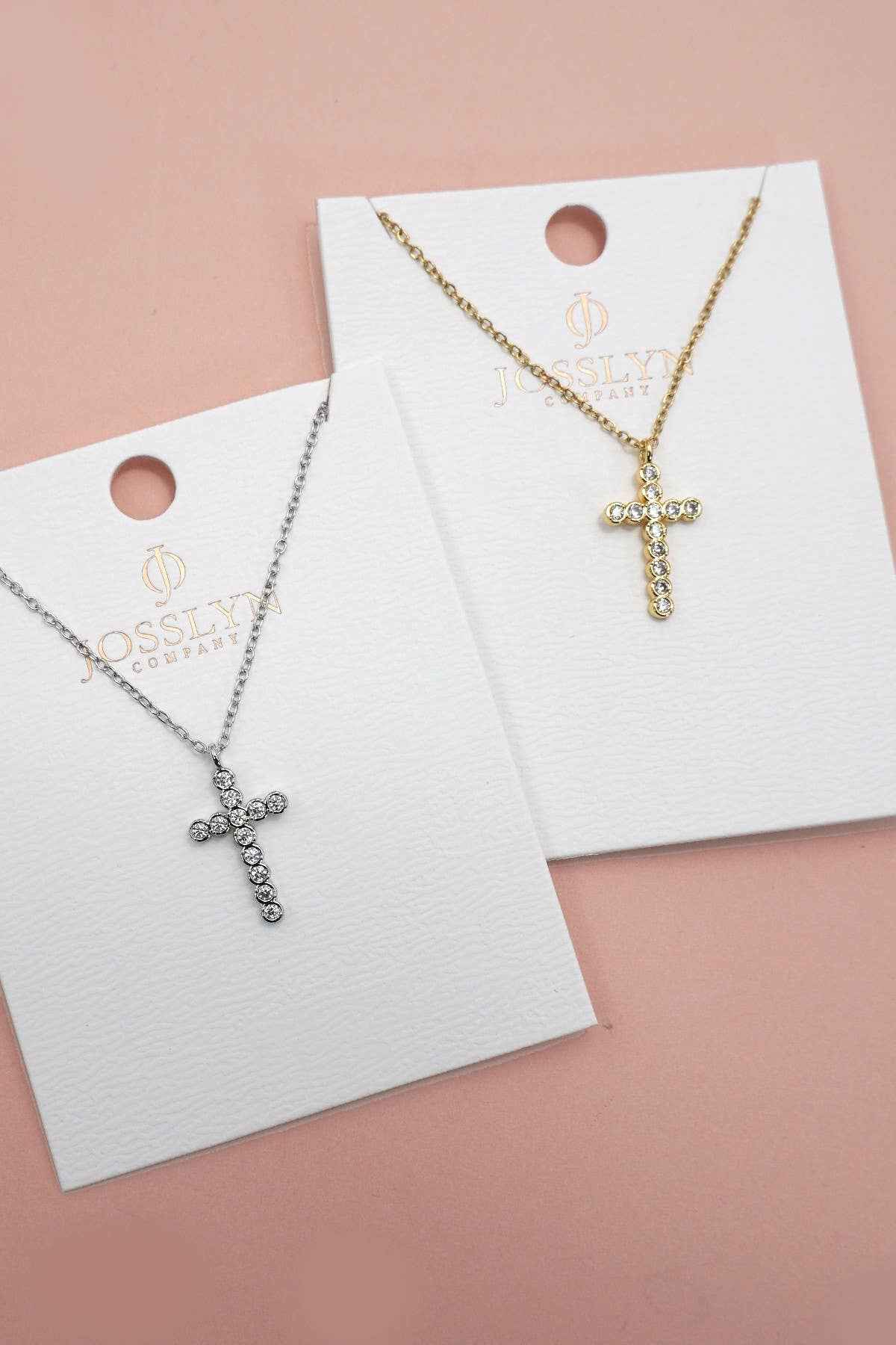 Cross Necklace 18K Gold Finish Tarnish Free Stainless Steel Rhinestone Pendant