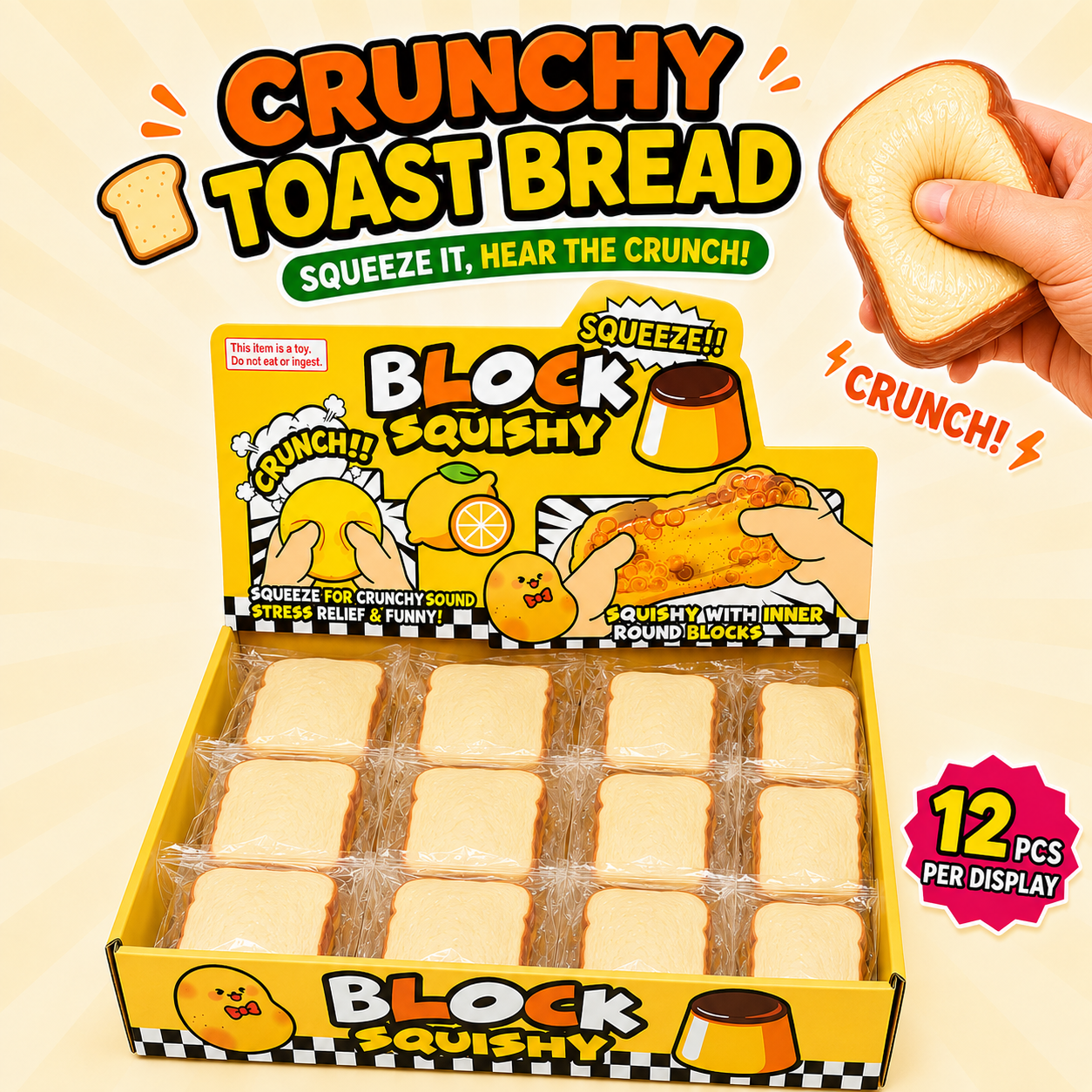 Crunchy Toast Bread ASMR Crunch Squishy Stress Toy