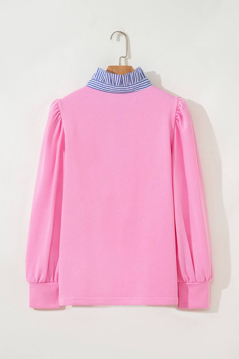 Preppy Buttoned Collar Puff Sleeve Blouse