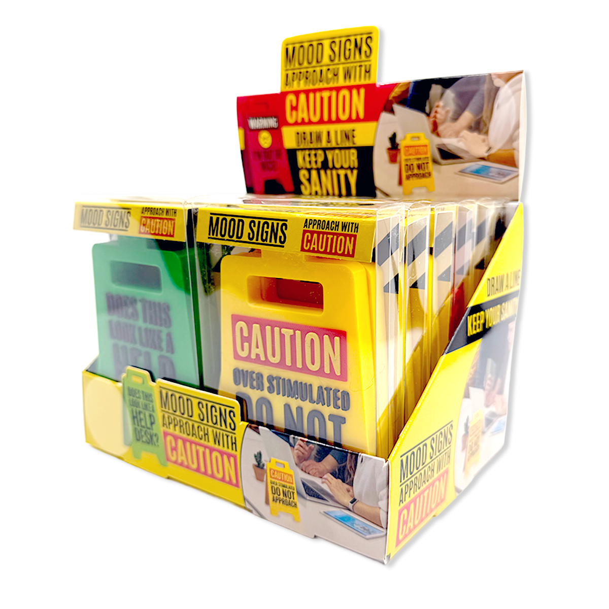 Standing 4.75" 3D Mood Caution Sign Assortment - 12/Display - The Sensory
