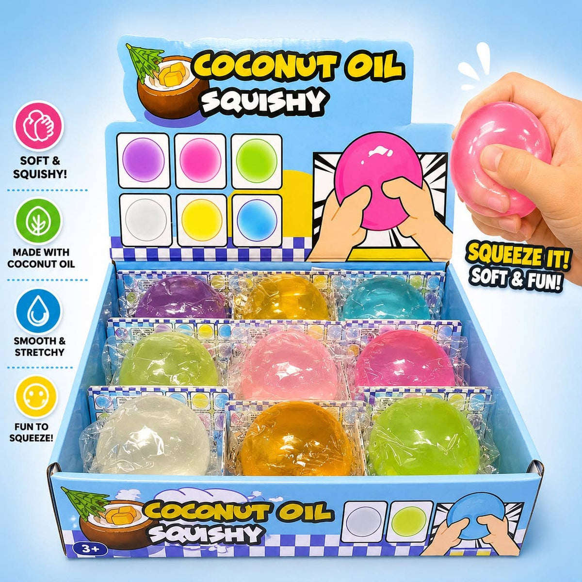 Coconut Oil Balls Squeeze Toy — Stretchy Stress Relief - The Sensory