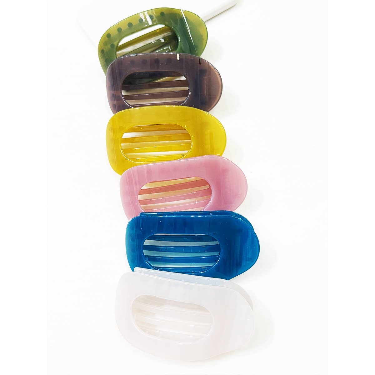 Hair Claw Clip Oval Flat Design With Jelly Colors For Thin Hair