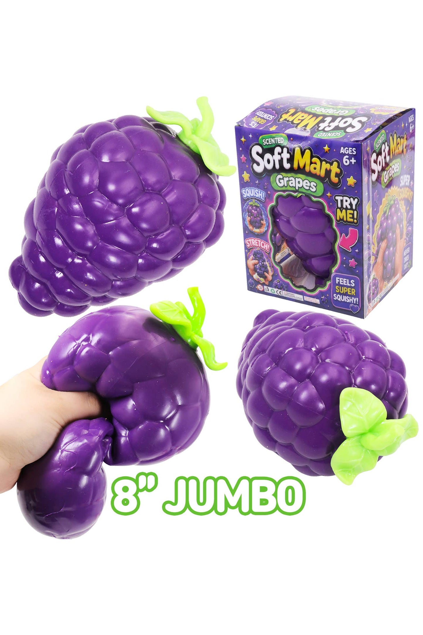 JUMBO 8 Inch Grape Soft Slime Filled Squishy h
