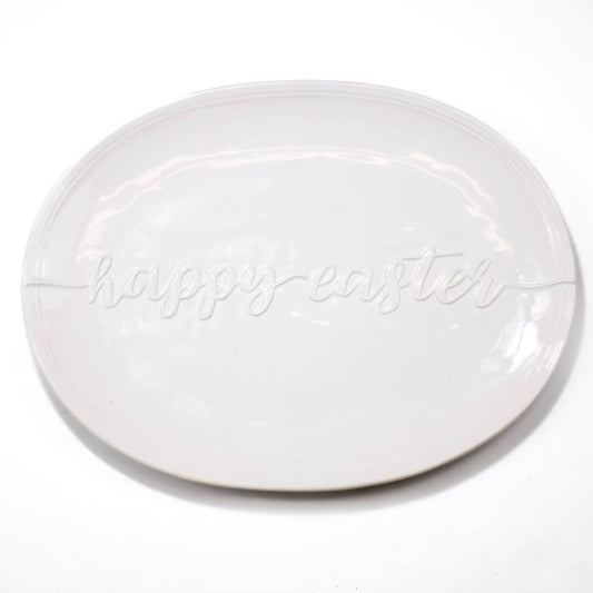 Oval Platter Embossed Easter White Ceramic Gifts For Her Faith Based