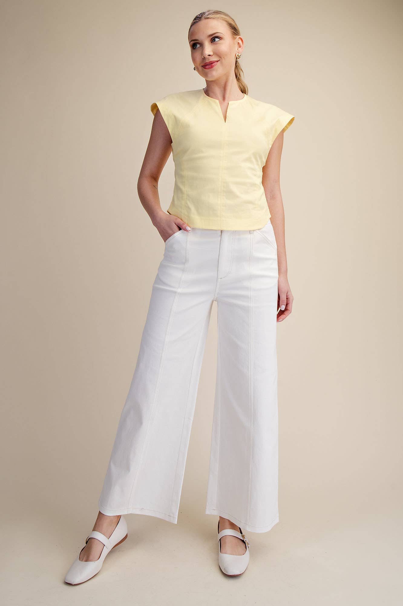 Pants High Rise Stitch Seamed Crop With Pockets Modest Fashion Faith Based
