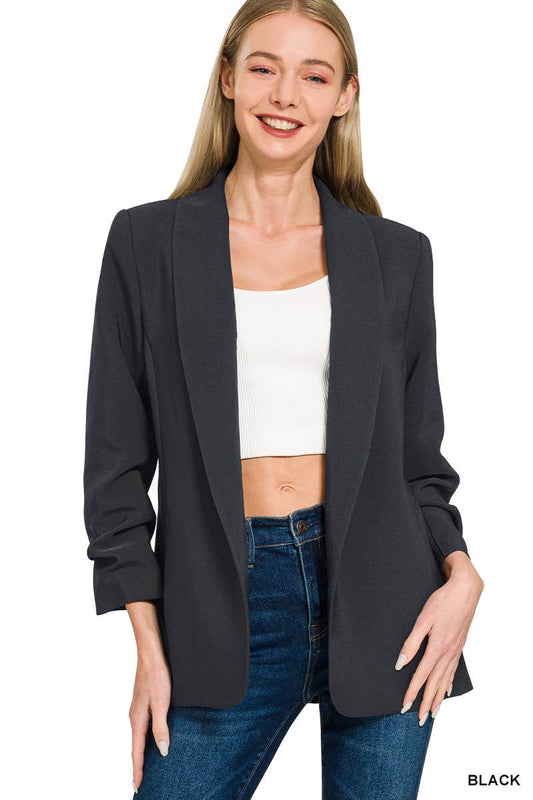 Boss Lady Blazer | Three Quarter Ruched Sleeves