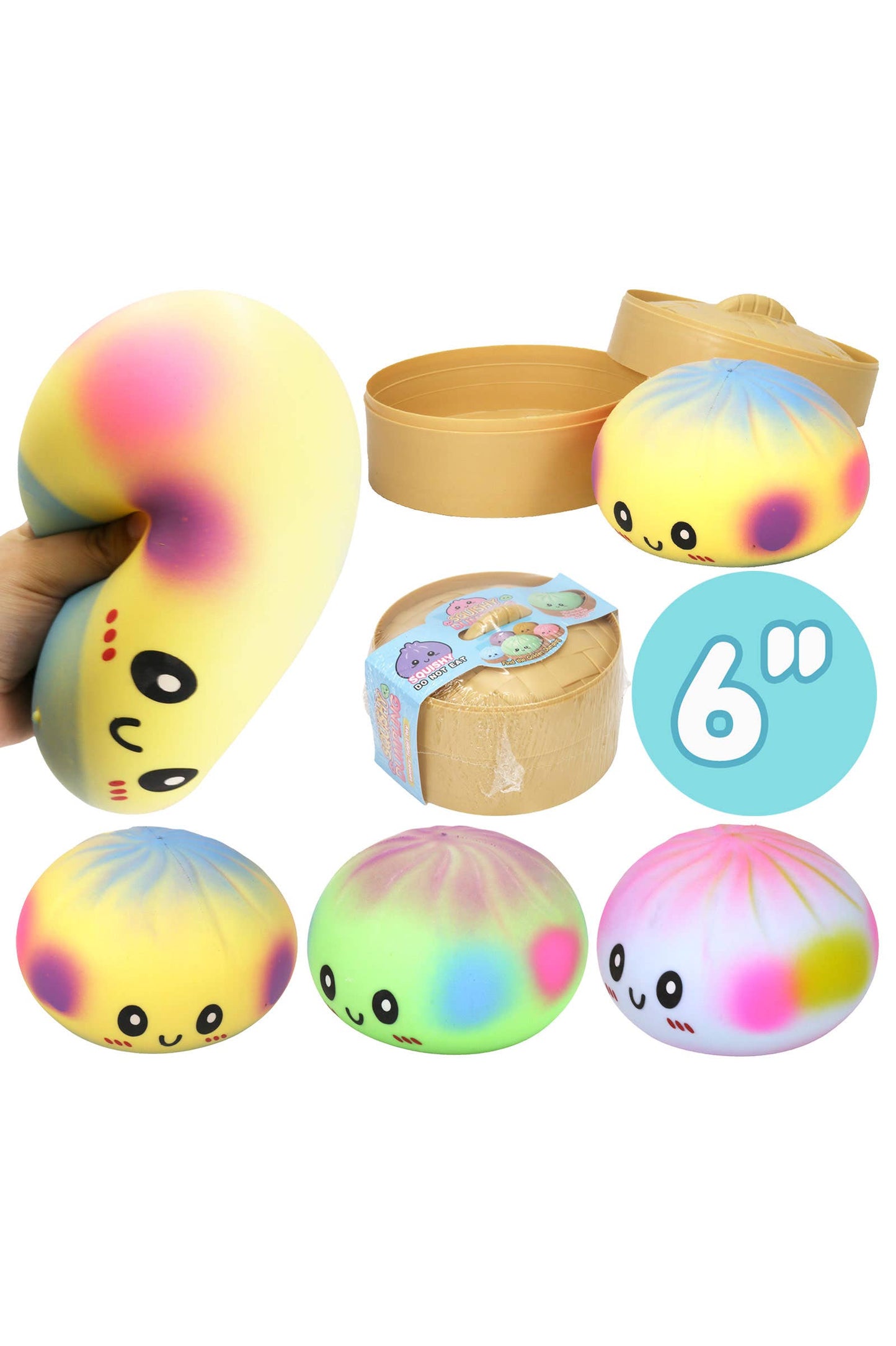 Jumbo Rainbow Ombre Dumpling Slime Filled Squishy - 6 Inch