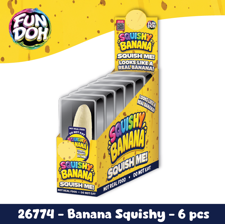 Fun Doh Squishy Banana Stress Relief Toy - 6/Display - The Sensory