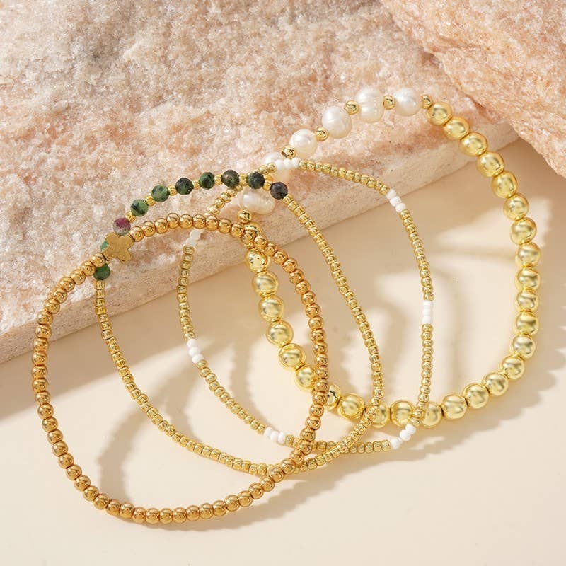MULTI BALL PEARL CHAIN STRETCH BRACELET | 40B5183 - The Sensory