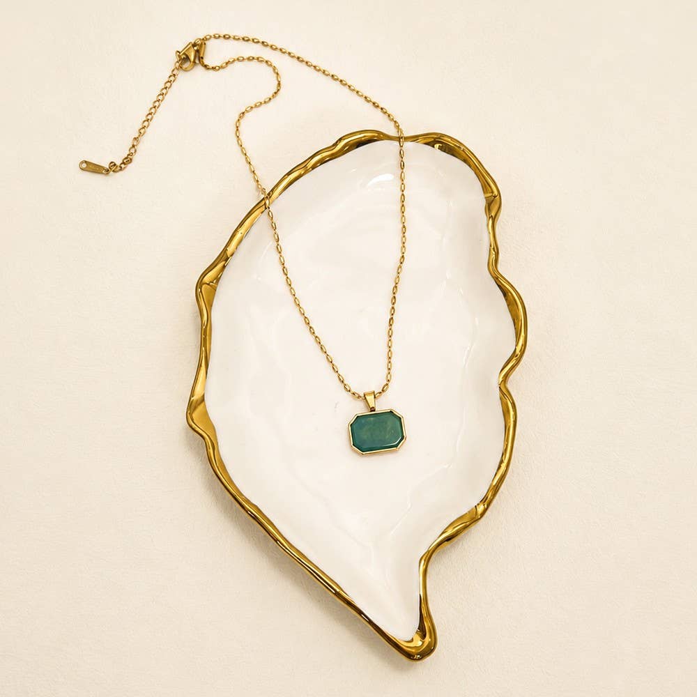 Gemstone Necklace 18k Stainless Steel Tarnish Free