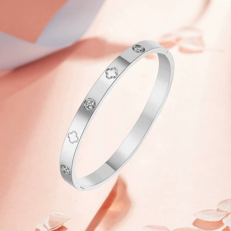 Bangle Bracelet Gold Dipped With Rhinestones | 18k Non-Tarnish