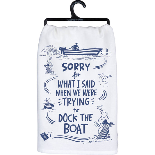 Kitchen Towel With Humorous Dock The Boat Quote Faith Based Gift For Her
