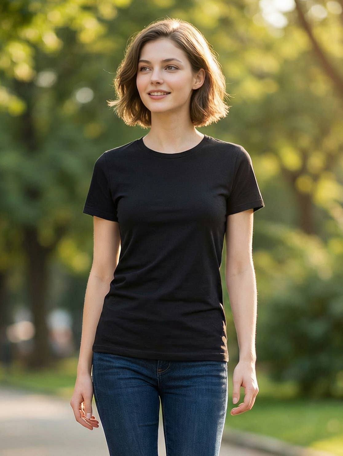 Short Sleeve Cotton Tee Fitted Crew Neck Modest Faith Based Fashion For Women