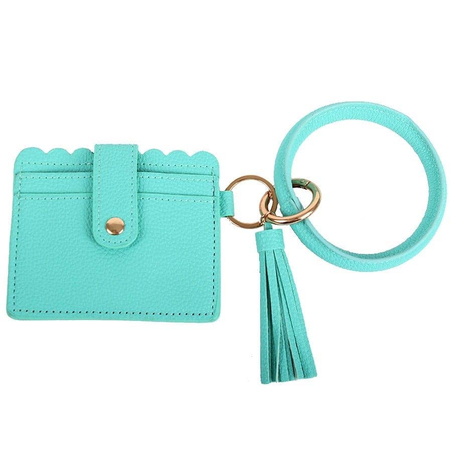 Bangle Keychain Wallet With ID Window In Vegan Leather For Handsfree Chic
