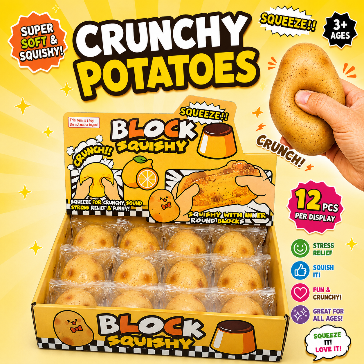Crunchy Potatoes ASMR Crunch Squishy Stress Toy