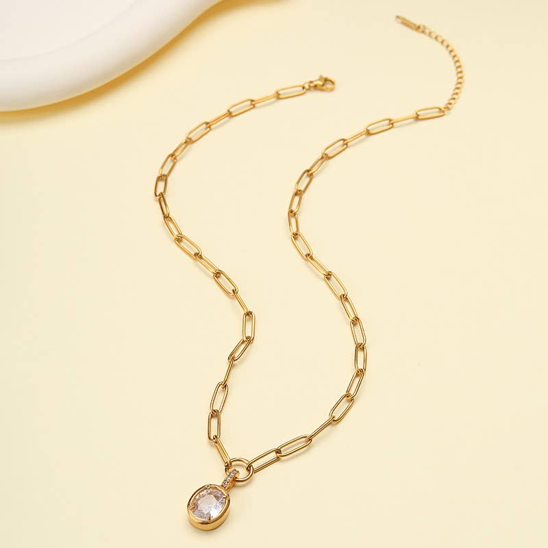 18K STAINLESS STEEL TARNISH FREE SQUARE NECKLACE | 40NK9675