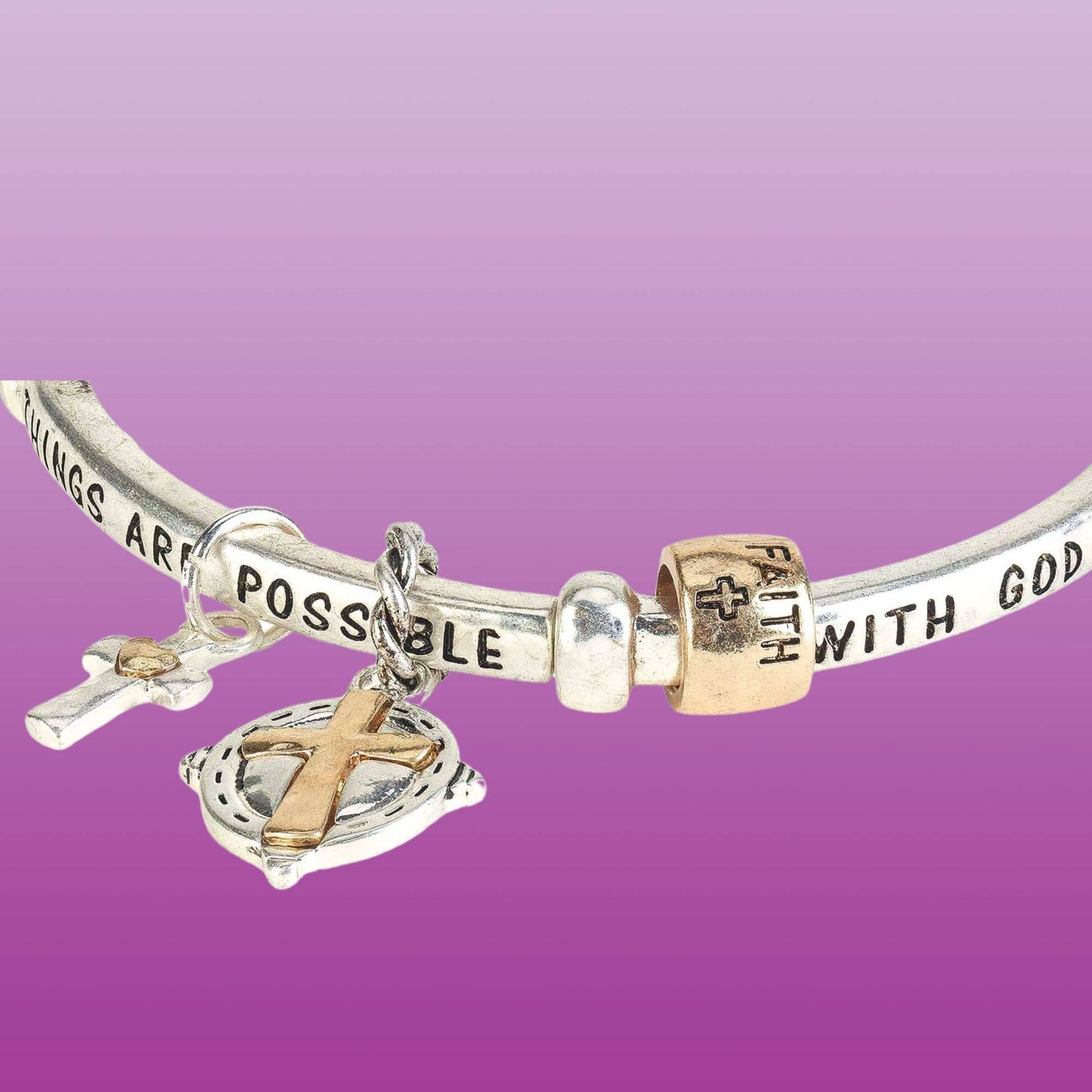 Silver Bracelet | Faith Message For Her | Matt 19:26