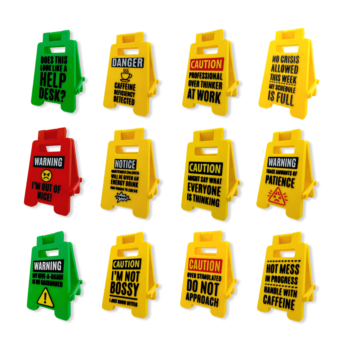 Standing 4.75" 3D Mood Caution Sign Assortment - 12/Display - The Sensory