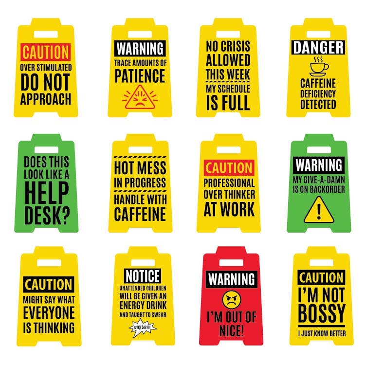 Standing 4.75" 3D Mood Caution Sign Assortment - 12/Display - The Sensory