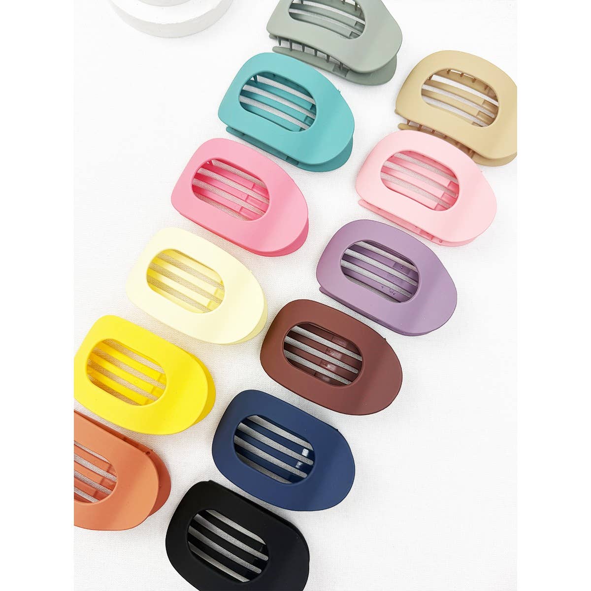 Hair Claw Oval Shape Flat Assorted Colors For Modest Fashion