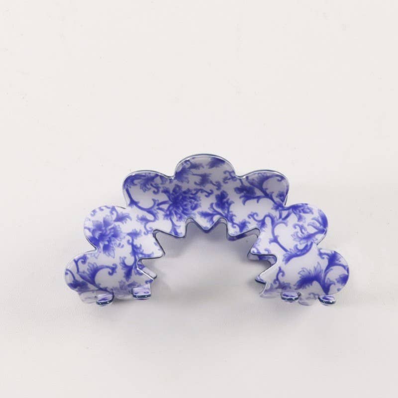Hair Claw Clips - Vintage Porcelain Style Half Moon Design Faith-Based