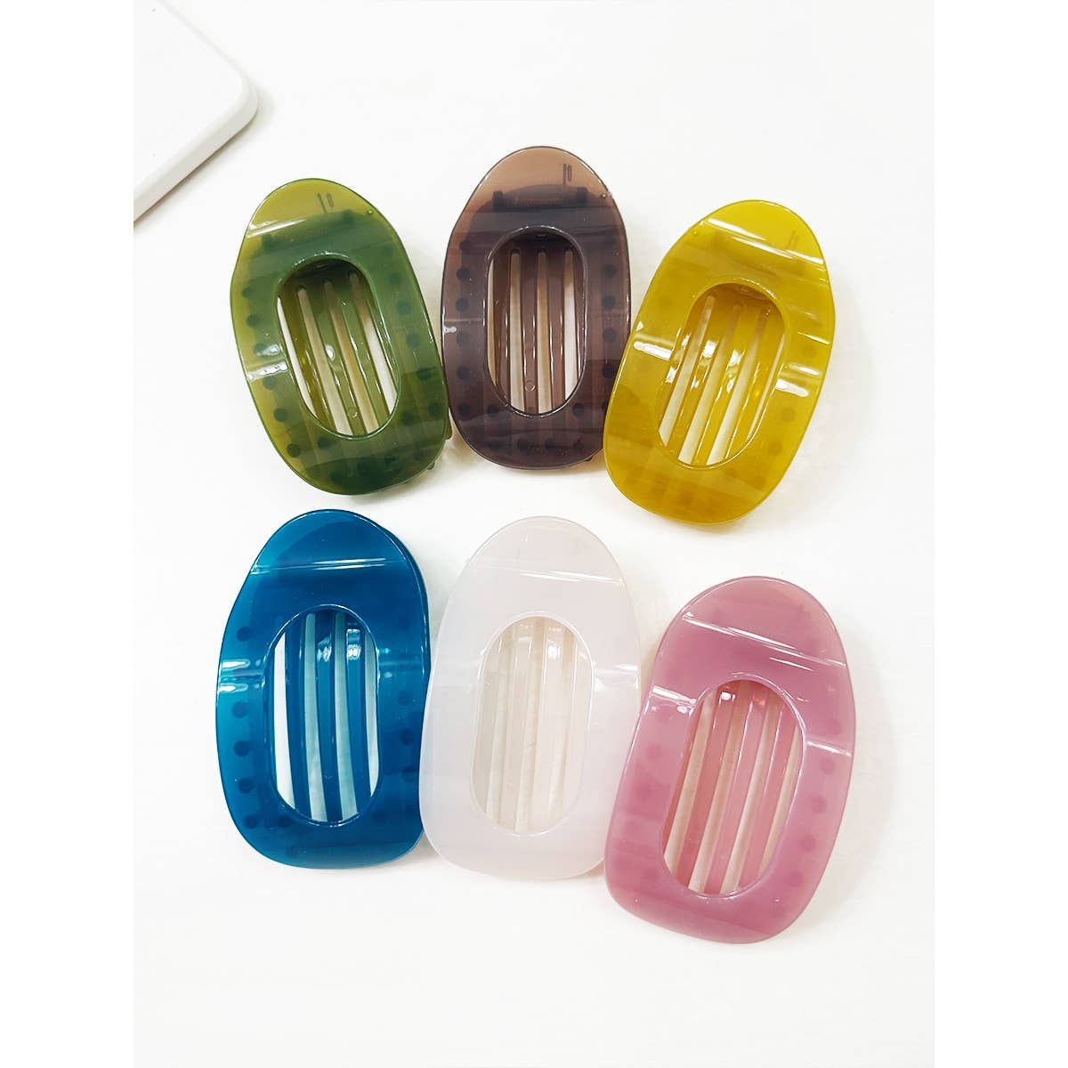 Hair Claw Clip Oval Flat Design With Jelly Colors For Thin Hair