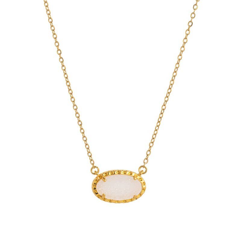 OVAL GEMSTONE CHARM PENDANT NECKLACE | 40NK9661 - The Sensory