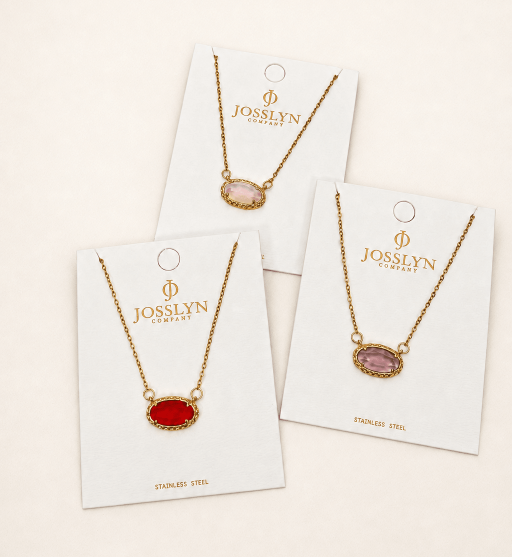 OVAL GEMSTONE CHARM PENDANT NECKLACE | 40NK9661 - The Sensory