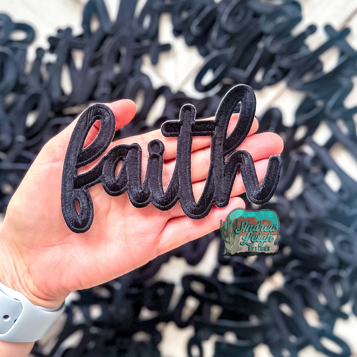Embroidered Patch Faith Iron On Backing No Sew