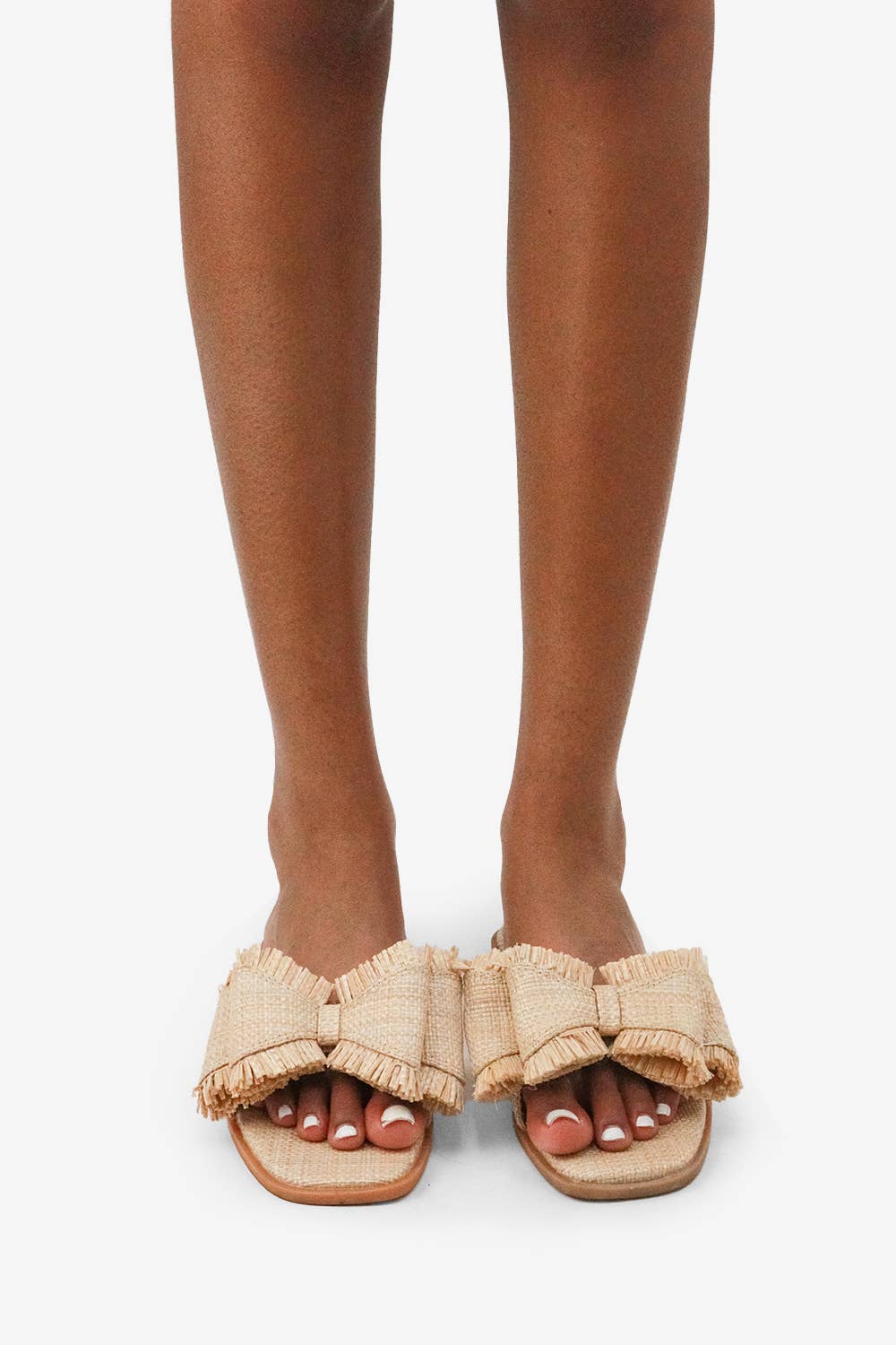 Sandals Raffia Bow Resort Stay Beachy Summer Flat Natural Tone