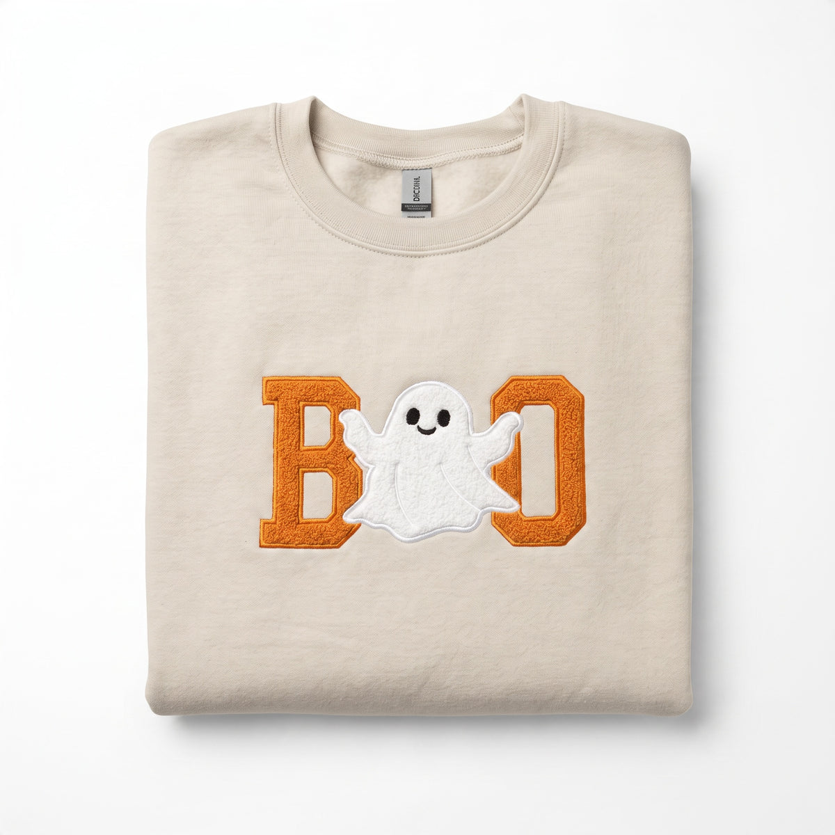 Boo Ghost Halloween Embroidered Sweatshirt Cream - The Sensory