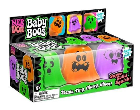 Authentic NeeDoh Baby Boos glow in the dark ghost squishies, pack of three - The Sensory